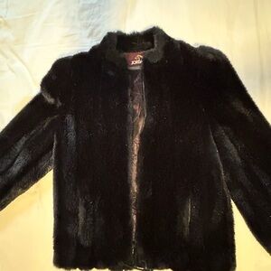 Vintage Jordache Black Faux Fur Lined Coat with Burgundy Label